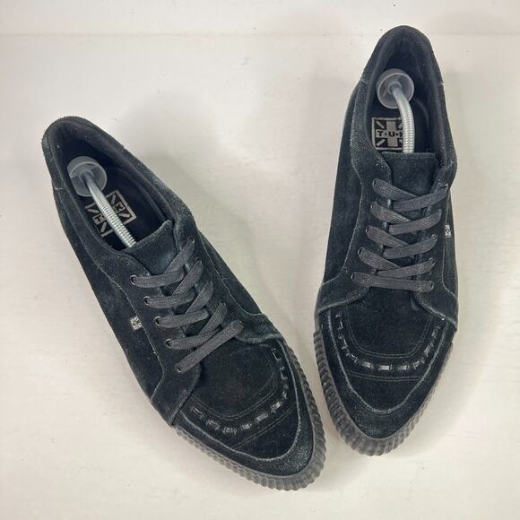 TUK Suede Leather Pointed Bumper Shoes Creepers Goth Black Mens 13 - Picture 1 of 9